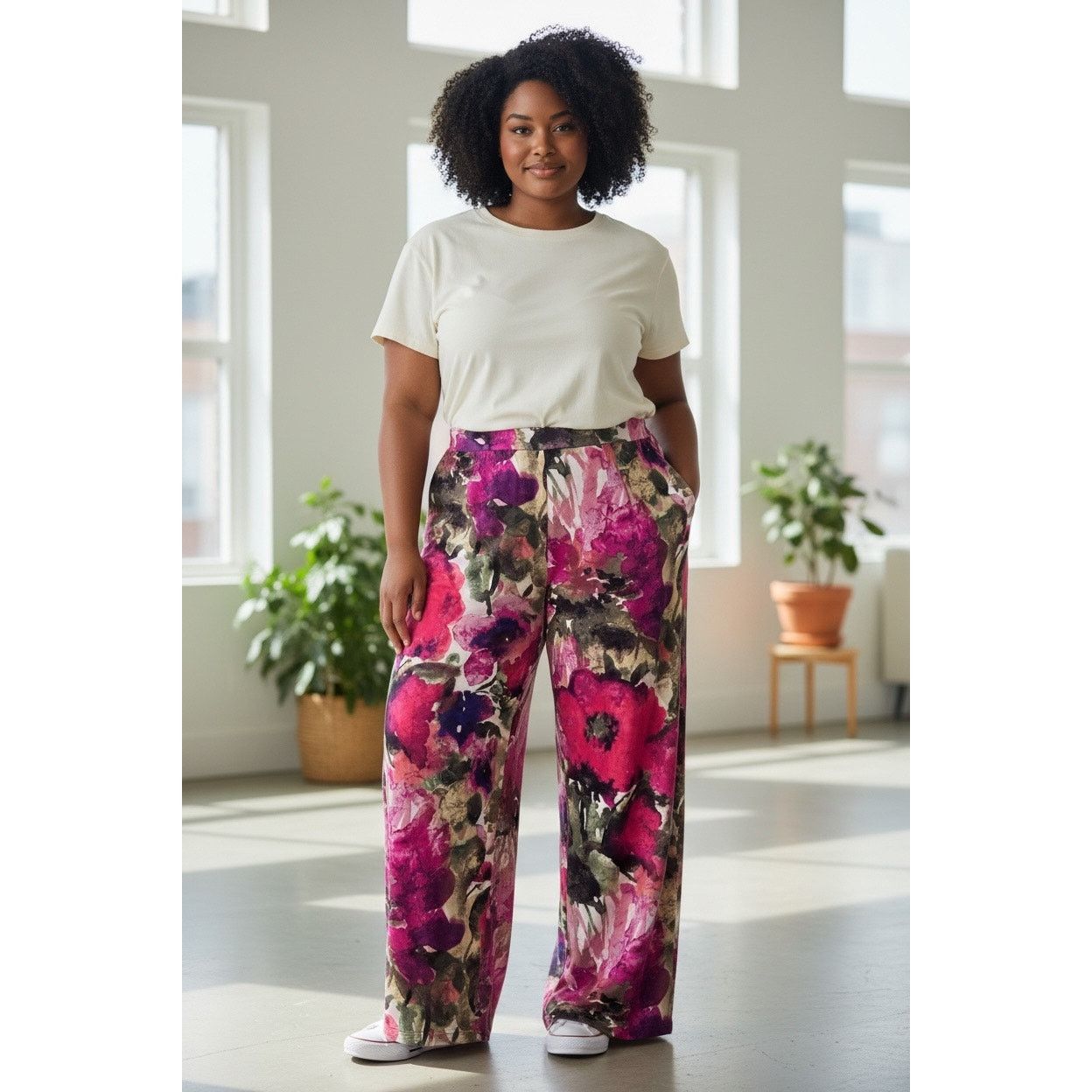 Other NWT Woman's Chico's Floral Wide Leg pants Plus size 3X Size 40" / US 18 - 1 Thumbnail