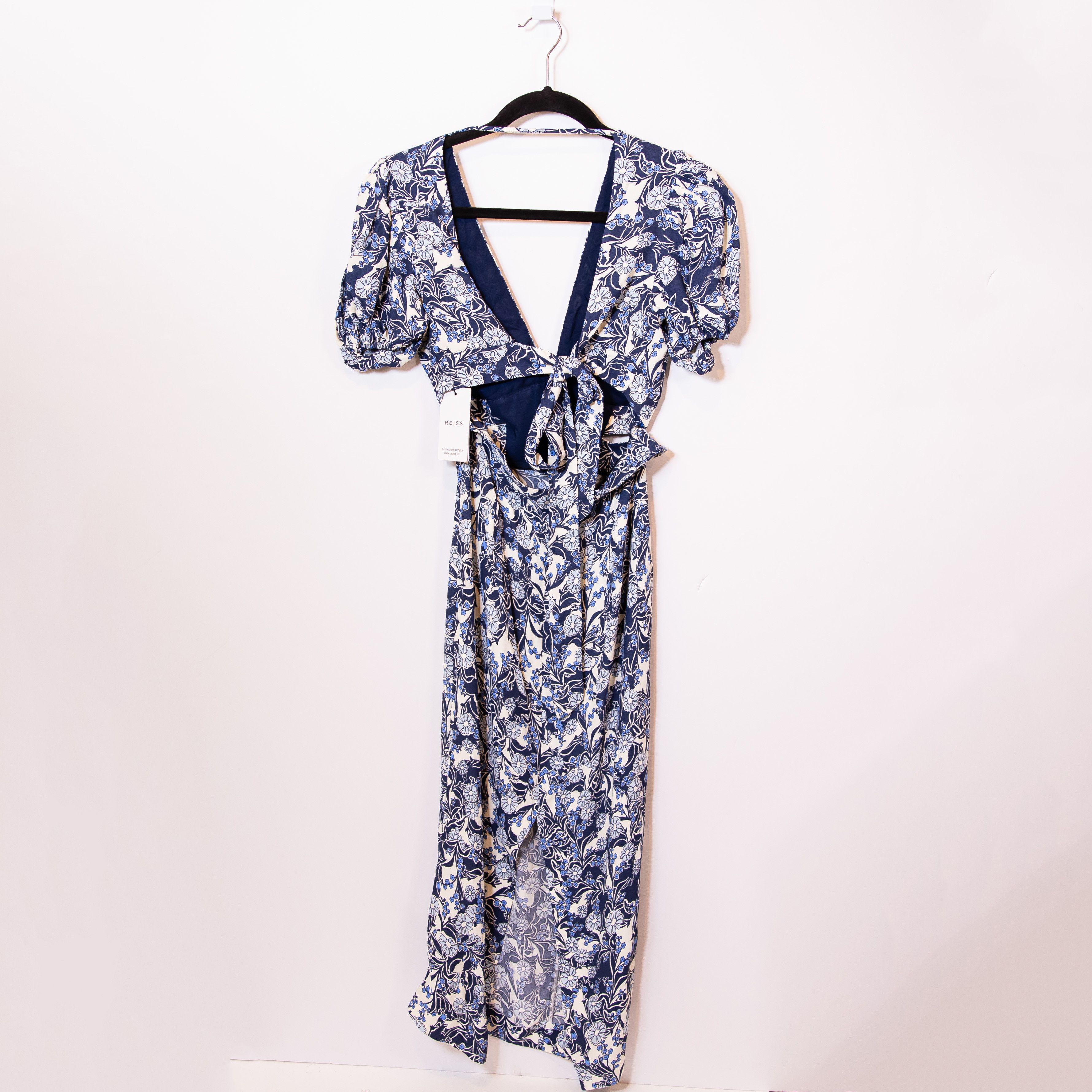 Reiss NEW Reiss Jennah Blue White Print Pattern Chiffon Size XS / US 0-2 / IT 36-38 - 2 Thumbnail
