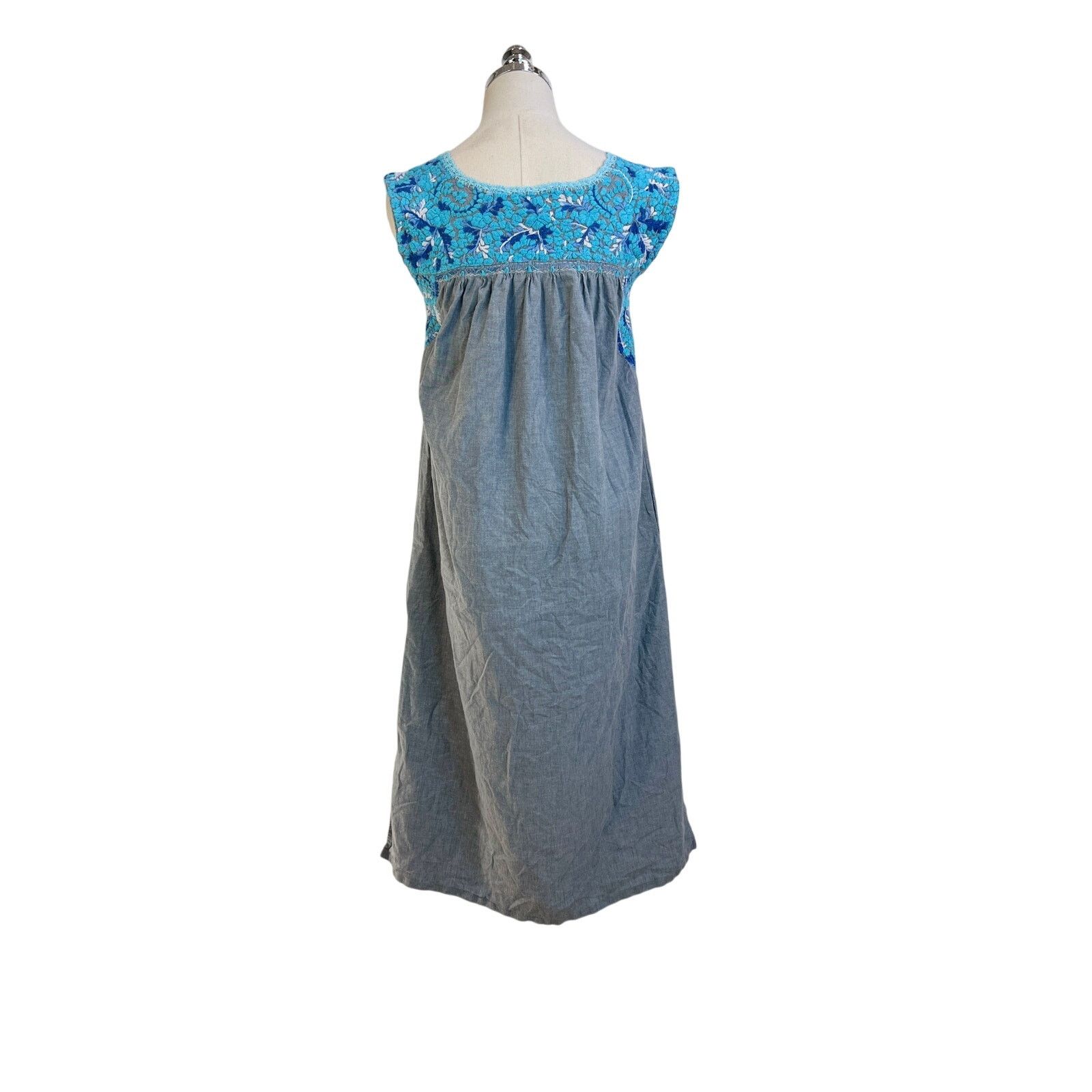 Other Mi Golondrina Arroyo Mini Dress Blue Floral Embroidered Size XS / US 0-2 / IT 36-38 - 9 Thumbnail