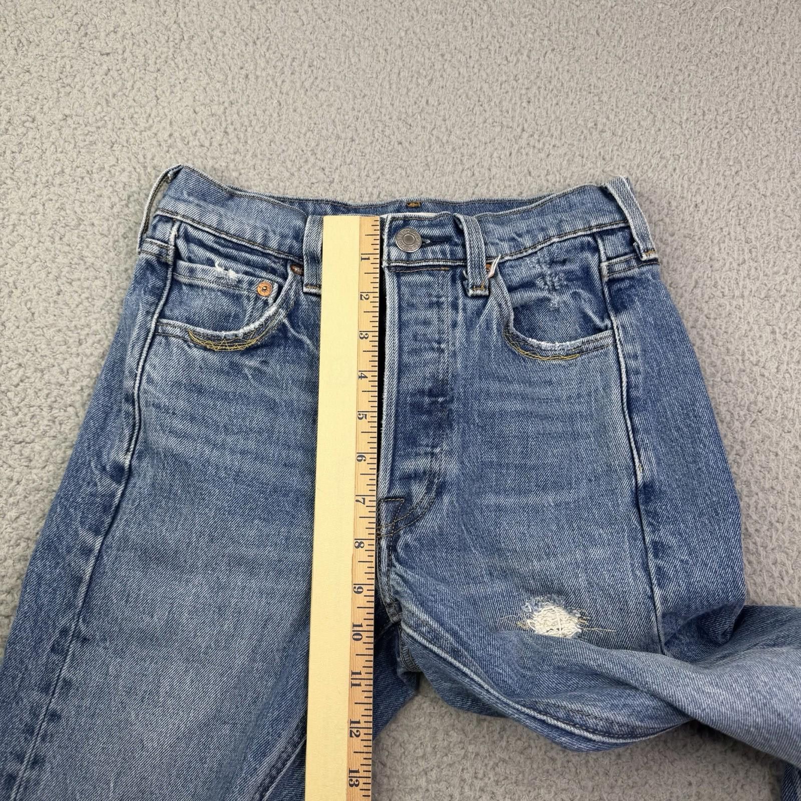 Levi's Women's Levis 501 Skinny Altered Distressed Jeans Sz 24 x 28 Size 24" / US 00 / IT 34 - 5 Thumbnail