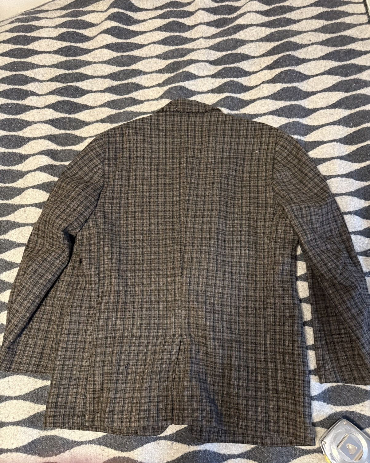 Vintage Green blue brown wool blazer Size 42R - 2 Thumbnail