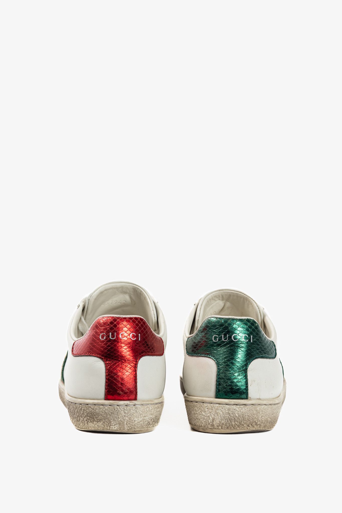 Gucci Gucci Ace Bee White Leather Lace-Up Sneakers Size US 6.5 / IT 36.5 - 3 Thumbnail