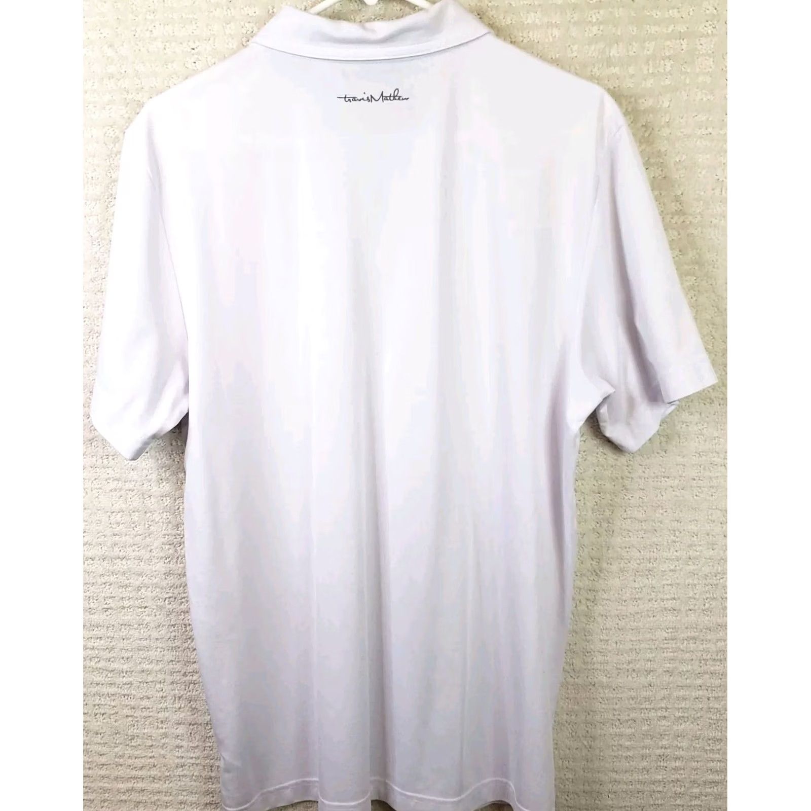 TravisMathew Travis Mathew Polo Shirt L Men's Golf Cotton Blend Pocket White Gray Logo Size US L / EU 52-54 / 3 - 7 Thumbnail