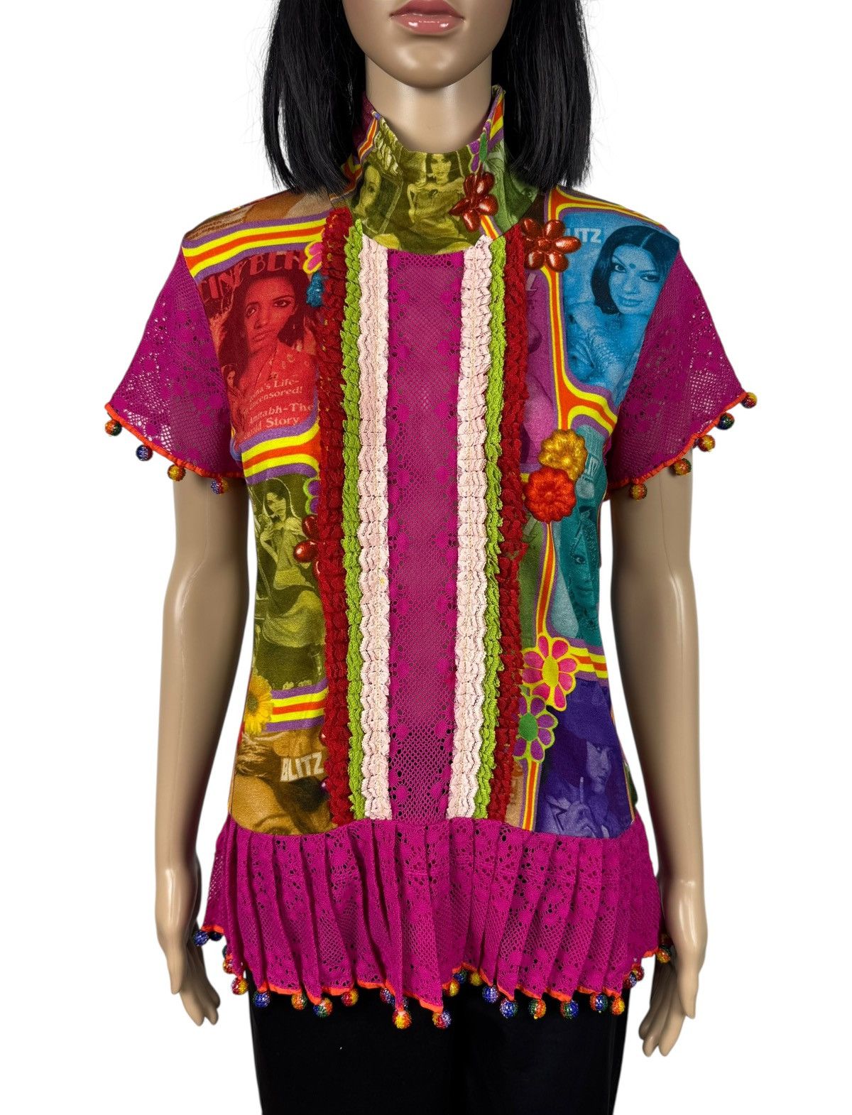 Manish Arora Manish Arora Blouse Pleated Mesh Short Sleeve size XL Size XL / US 12-14 / IT 48-50 - 2 Thumbnail