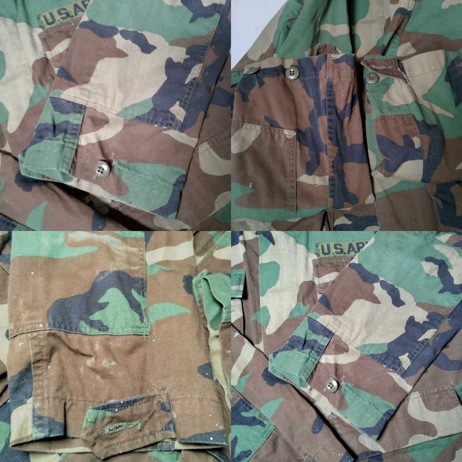 Vintage VINTAGE US ARMY Jacket Camouflage Short Wooldland Distressed Button Cargo Pockets Military CW US Army Patch Small Short Mens Jacket Size US 29 - 11 Thumbnail