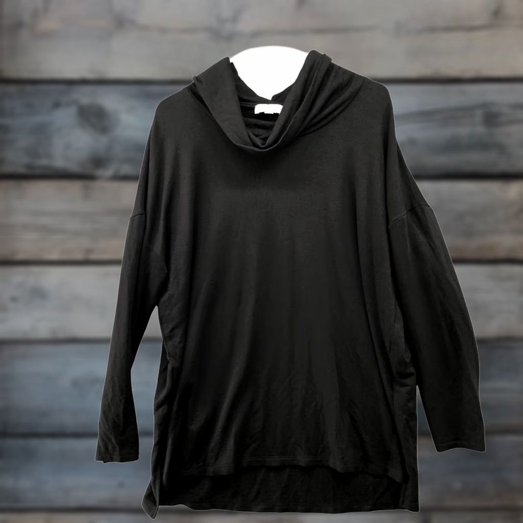 Loft Loft Turtleneck Tunic Top Womens L Black Pullover Knit Relaxed Fit Casual Long Sleeve | T-Shirt Style Cozycore Lounge Season Fall Winter Size L / US 10 / IT 46 - 1 Thumbnail