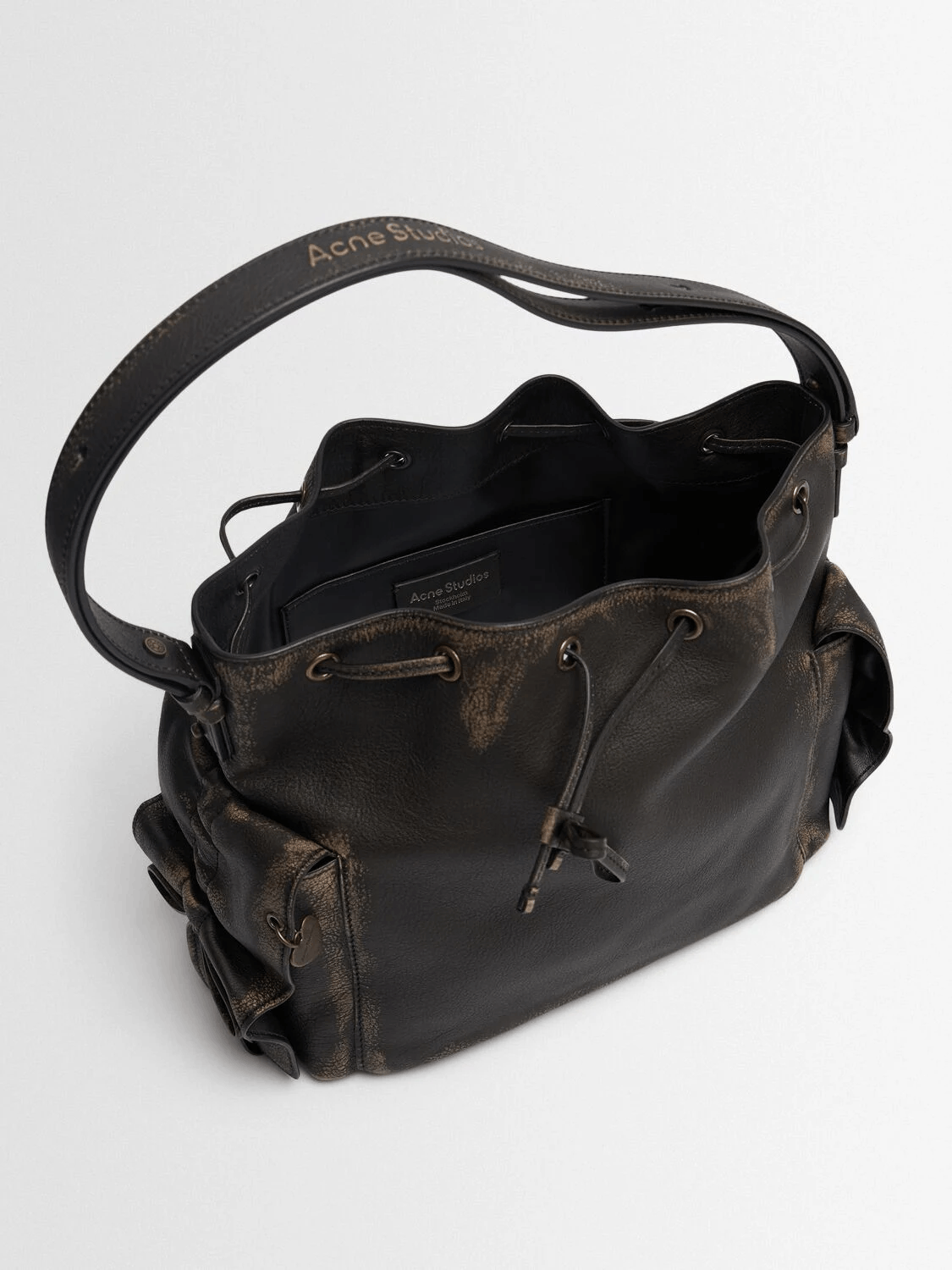 Acne Studios ACNE STUDIOS Multipocket Dk Brown Leather Bucket Bag New Size ONE SIZE - 4 Thumbnail