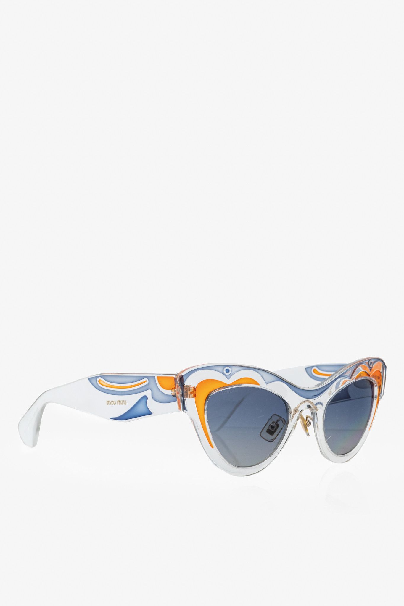 Miu Miu Miu Miu SMU 07P Clear Swirl Cat-Eye Sunglasses Size ONE SIZE - 1 Thumbnail