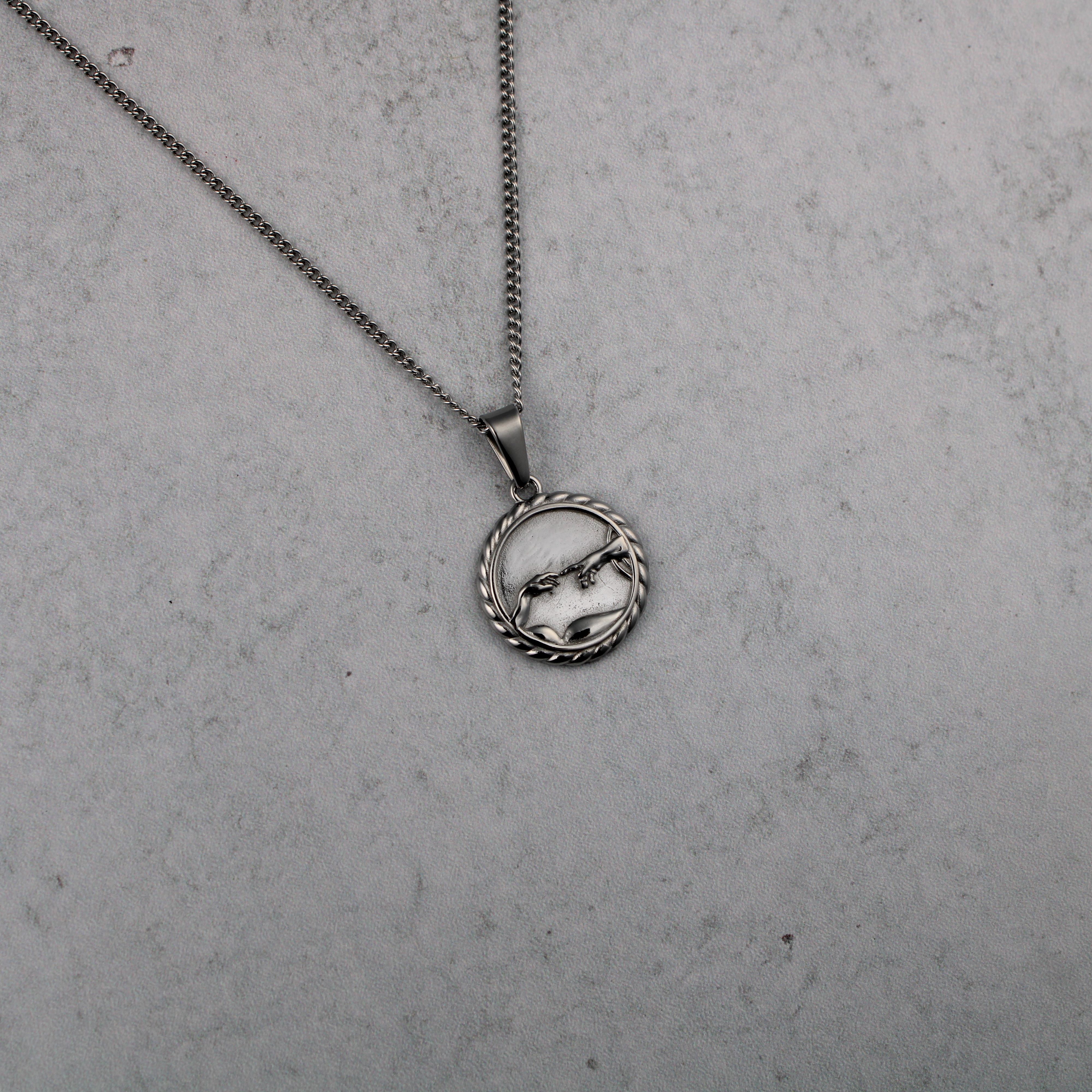 Jewelry Silver Creation of Adam Pendant Chain Necklace Size ONE SIZE - 3 Thumbnail