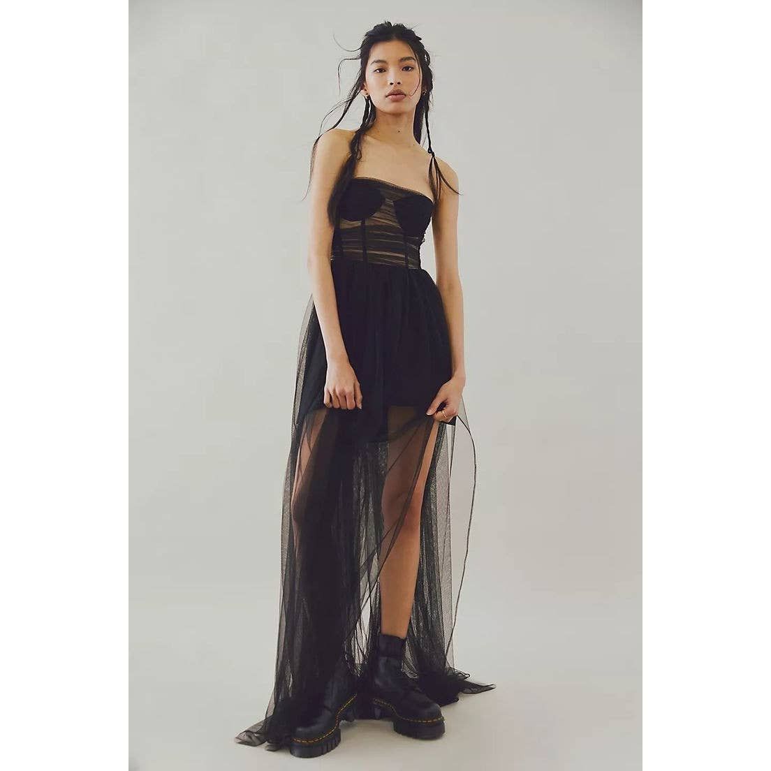 Image of New Free People Sau Lee Bella Gown $510 Size 12 Black, Women's