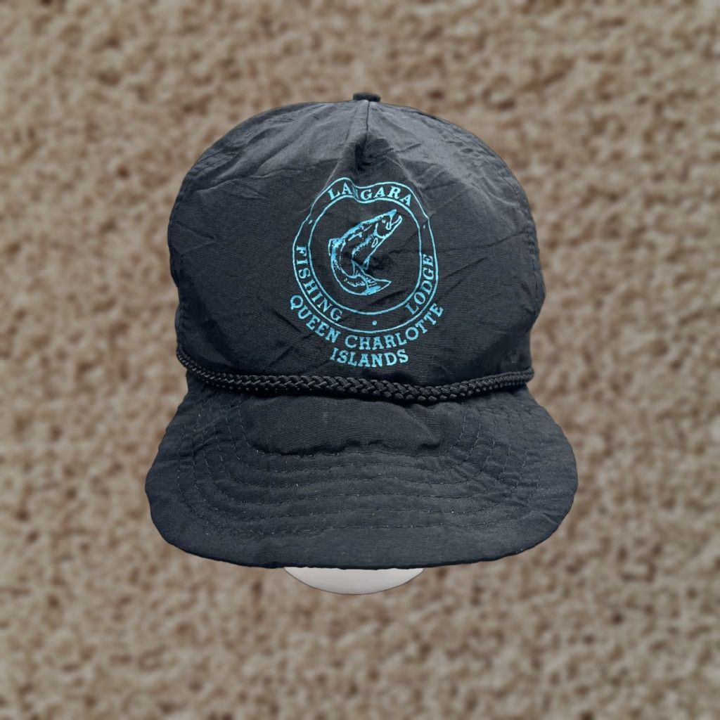 Vintage Langara Hat Cap Snapback Adult One Size Black Unisex 90s Fish Camp Langara Brand Adjustable Twill Polyester Cap - MensWomens BoysGirls Size ONE SIZE - 1 Thumbnail