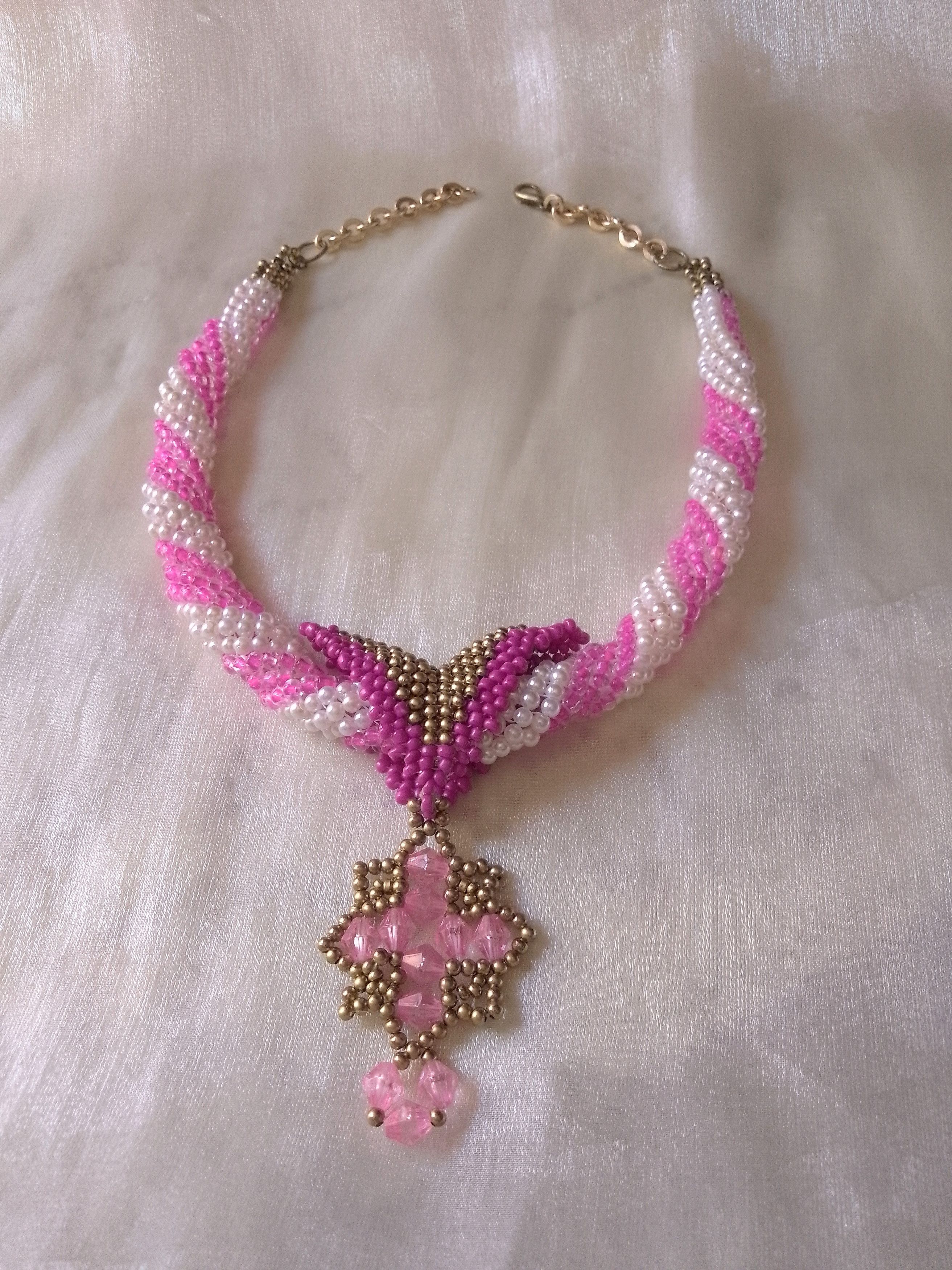 Handmade Necklace Vintage style Pearls Tubular medieval Cross Pendant Size ONE SIZE - 9 Thumbnail
