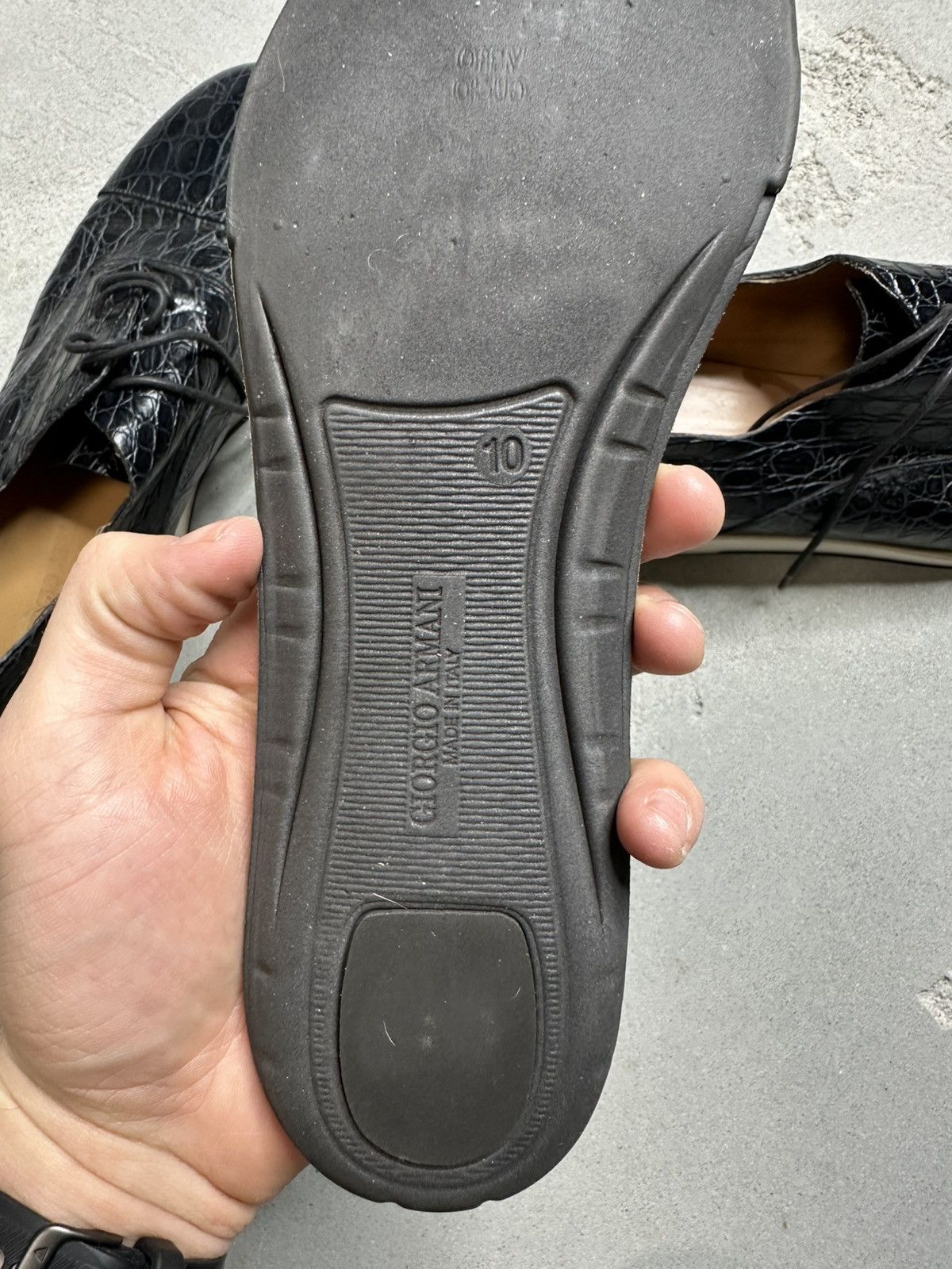 Giorgio Armani Giorgio Armani Black Croc Embossed Leather Shoes Size US 10.5 / EU 43-44 - 9 Thumbnail