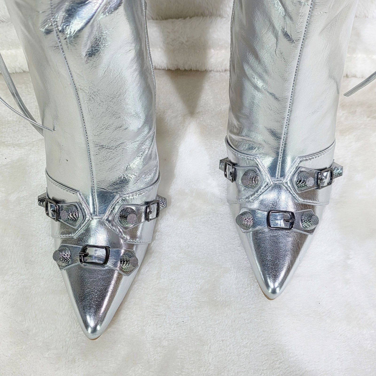 Other Bad Girlz 2 Silver Matte Thigh High Boots 4.5" Heels (Size:6 Size US 6 / IT 36 - 6 Thumbnail