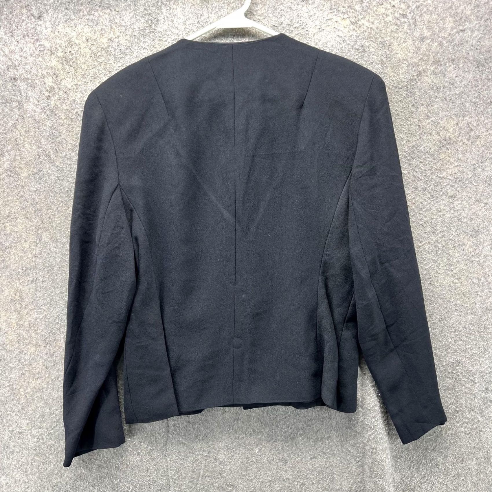 Brooks Brothers VINTAGE Brooks Brothers Blazer Womens 10 Black Collarless Button Front Suit Jacket Lined Size L / US 10 / IT 46 - 2 Thumbnail