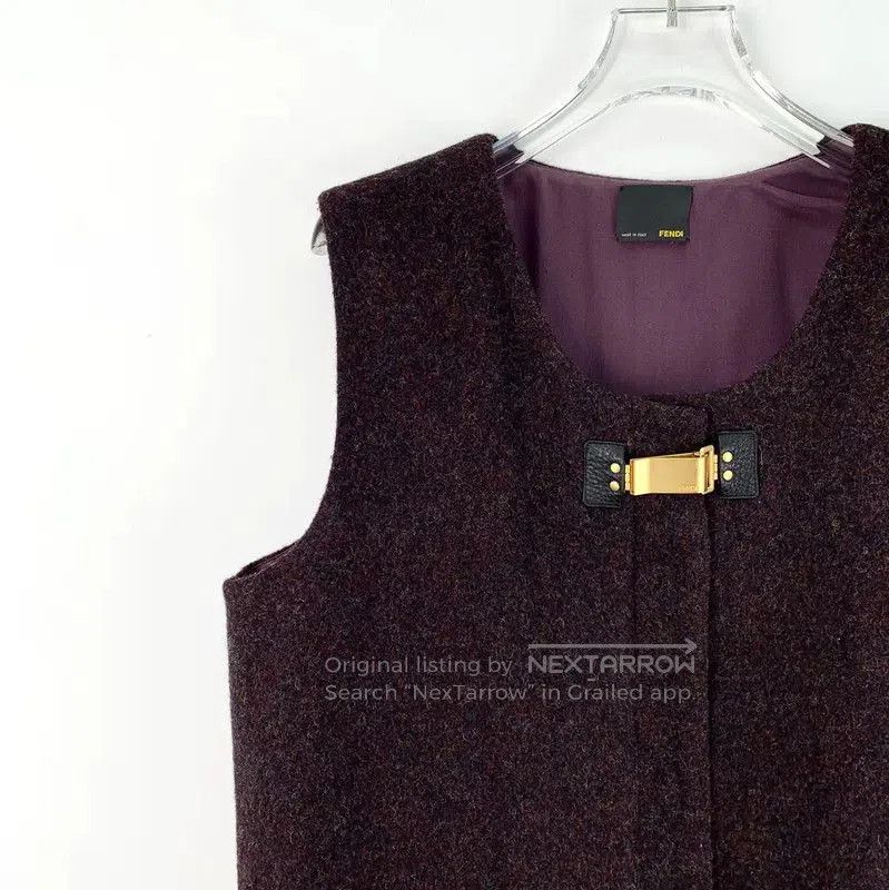 Fendi Fendi Deep Purple Wool Sleeveless Cardigan . Size M / US 6-8 / IT 42-44 - 3 Thumbnail