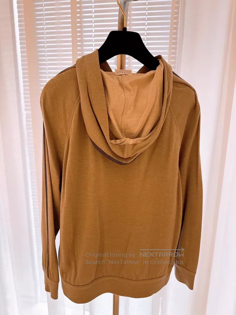 Brunello Cucinelli Brunello Cucinelli Khaki Hooded Sweatshirt Size XXS / US 00 / IT 34 - 5 Thumbnail