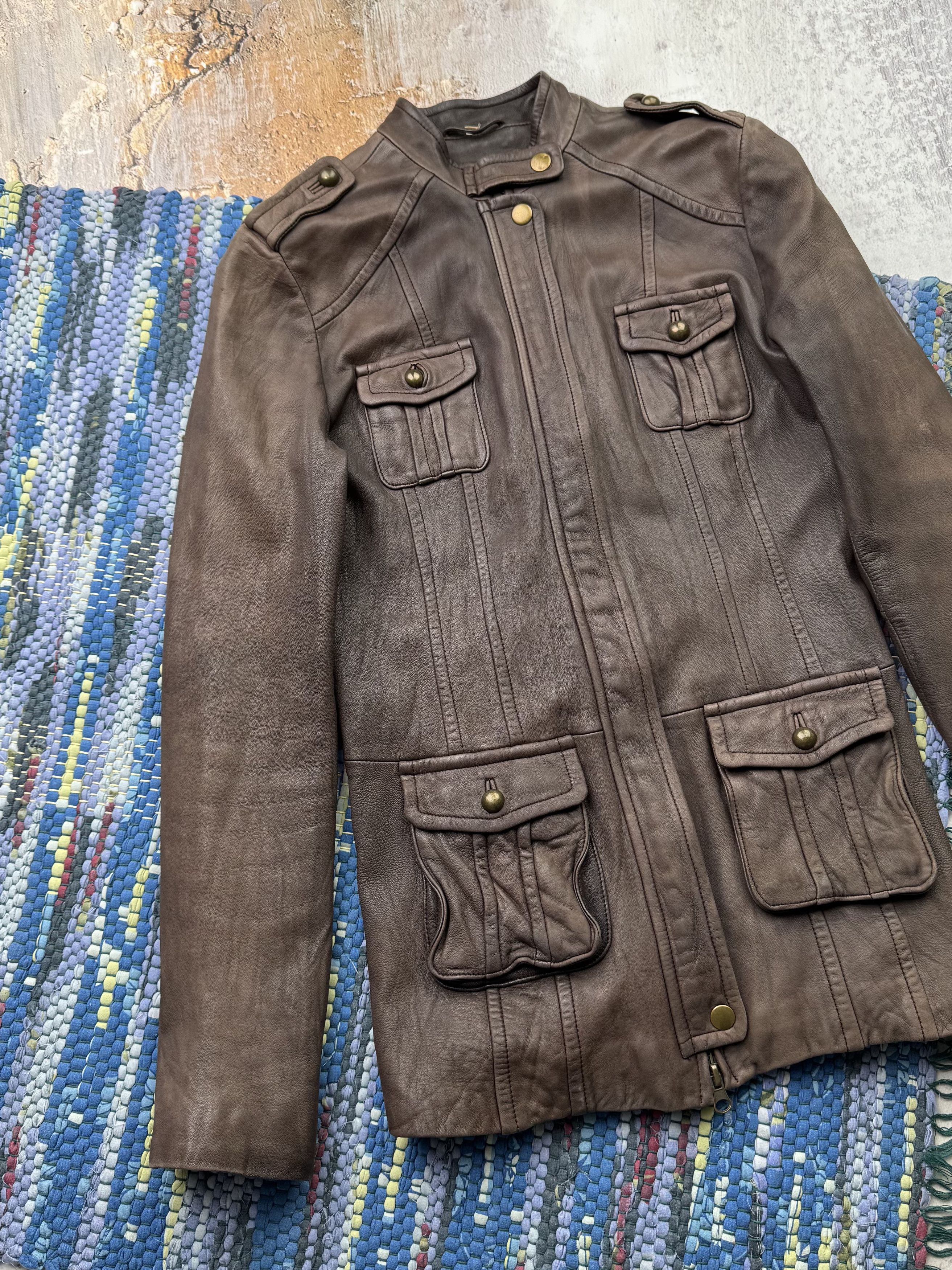 Vintage Vintage Leather Jacket A692D15(339) Size XS / US 0-2 / IT 36-38 - 2 Thumbnail