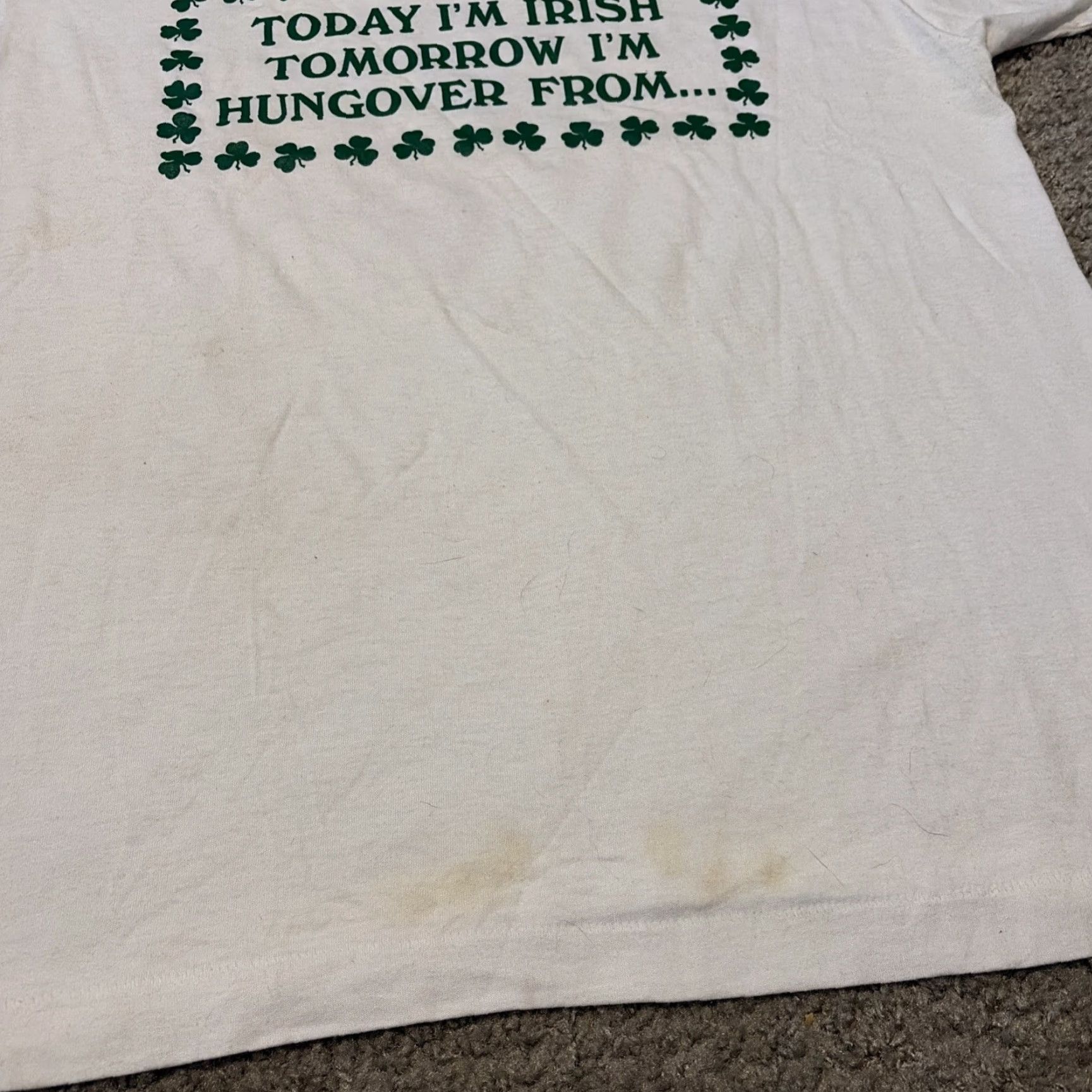 Vintage VINTAGE 80s Today I’m Irish Tomorrow I’m Hungover Bar Florida White XL T-Shirt Men Size US XL / EU 56 / 4 - 6 Thumbnail