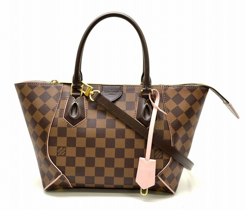image of Louis Vuitton Damier Ebene Shoulder Bag Kaisa Tassel Leather in Brown, Women's