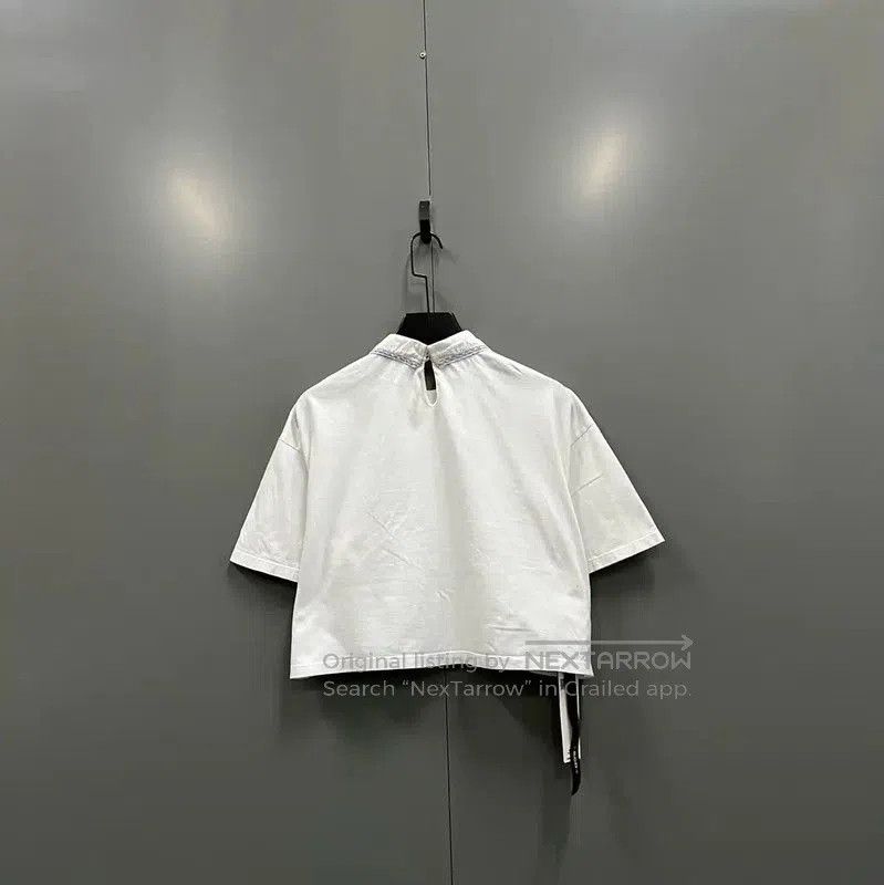 Miu Miu Miu Miu Summer White Cotton Cropped T-Shirt . Size L / US 10 / IT 46 - 2 Thumbnail
