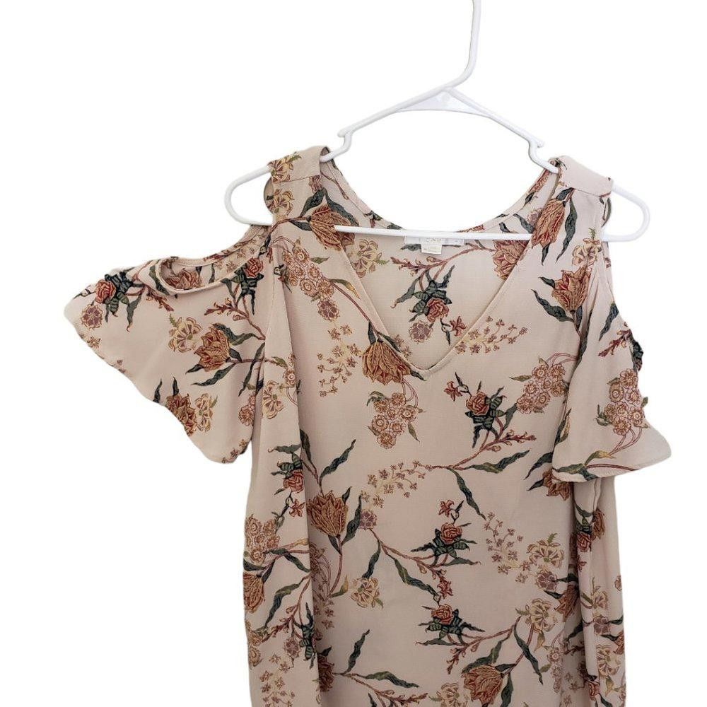 Designer CT199 Ladies C & E V-neck Open Shoulder Floral Blouse M Size M / US 6-8 / IT 42-44 - 2 Thumbnail