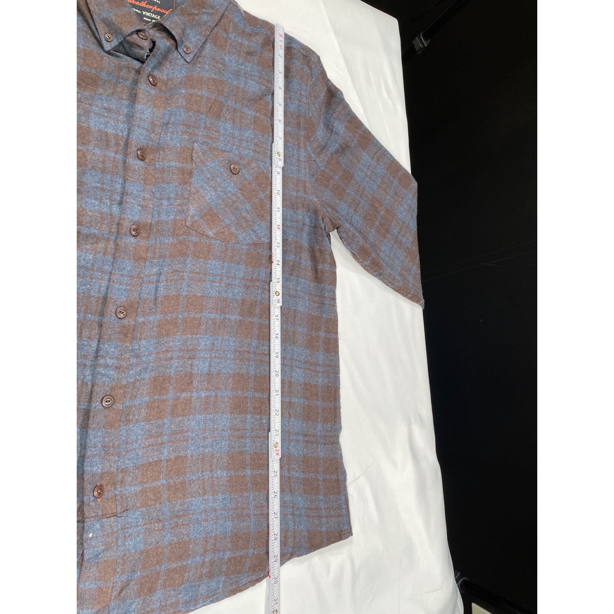Weatherproof WeatherProof SKU 7646 Mens Brown And Blue Plaid Button Up Sh Size US XL / EU 56 / 4 - 6 Thumbnail