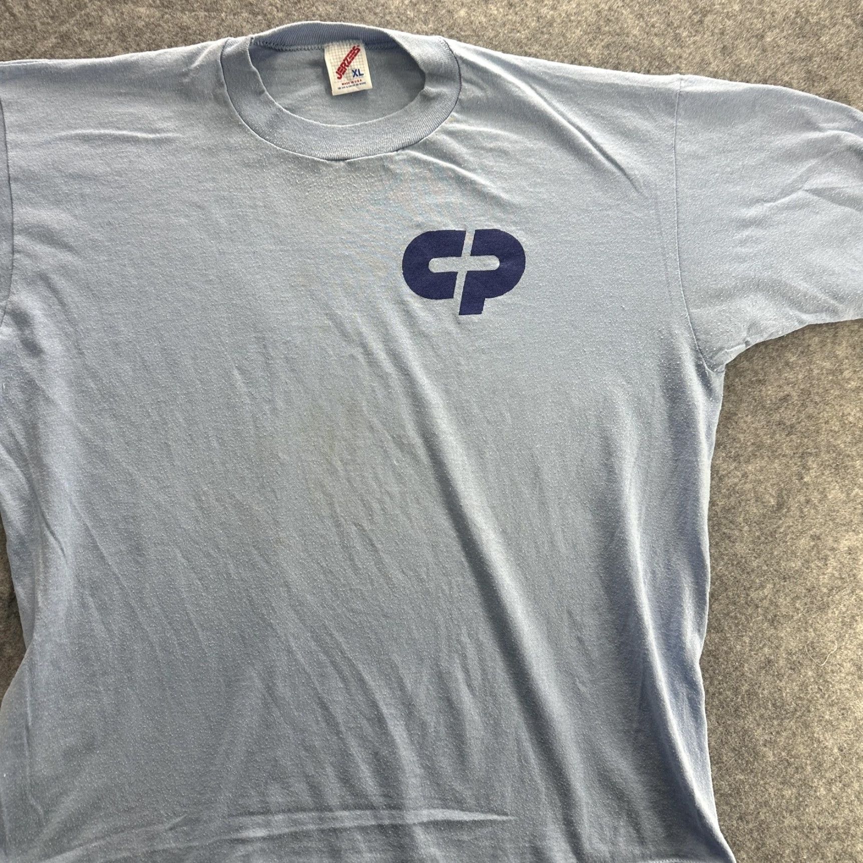 Jerzees VINTAGE Jerzees Shirt Mens XL Blue CP Logo 50/50 USA Made 80s Tee Size US XL / EU 56 / 4 - 3 Thumbnail