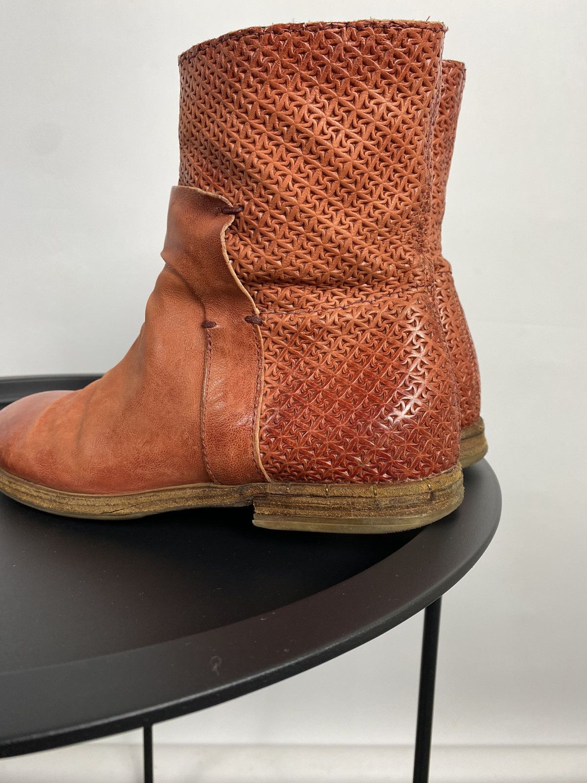 A.S.98 × If Six Was Nine × KMRii A.S.98 Biker Zip Boots Leather Y2K Red Shoes Size US 9 / IT 39 - 8 Thumbnail
