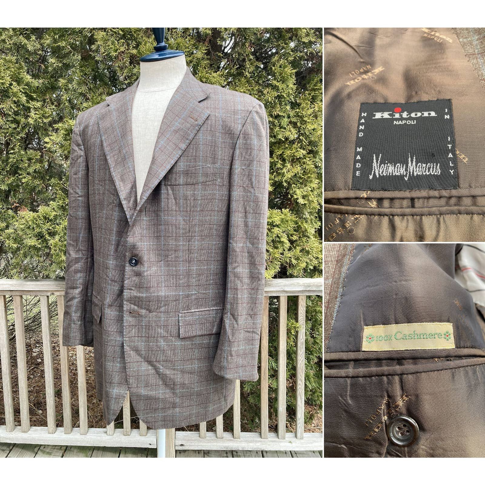 Blazer Homme Kiton Diamante Blu - Taille IT 52 (L) - Laine Super 150's - Gris - Occasion Très Bon état