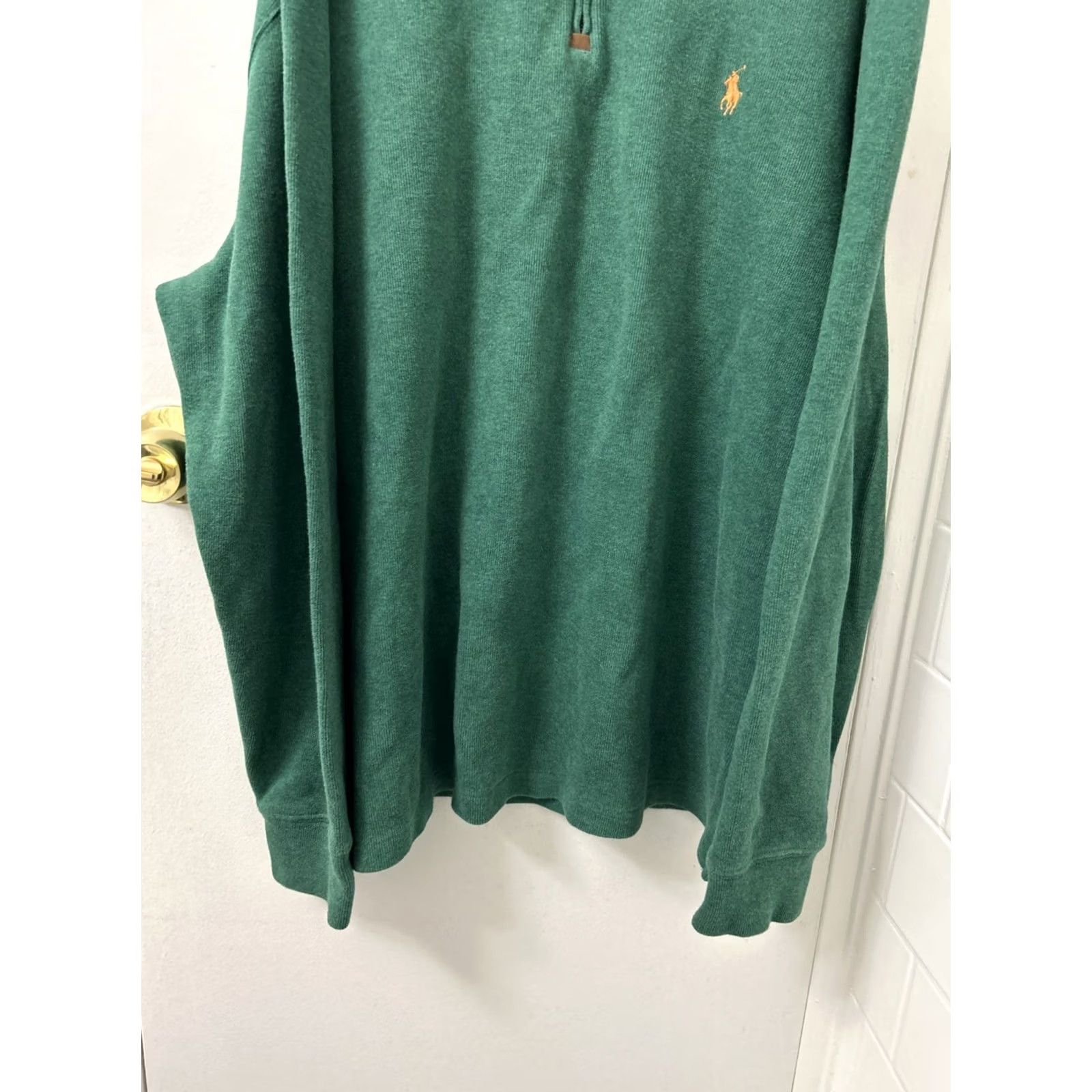Ralph Lauren Polo Ralph Lauren Sweater Mens XL Green 1/4 Zip Pullover Rib Knit High Neck Long Sleeve Embroidered Pony Logo Classic Preppy Size US XL / EU 56 / 4 - 3 Thumbnail
