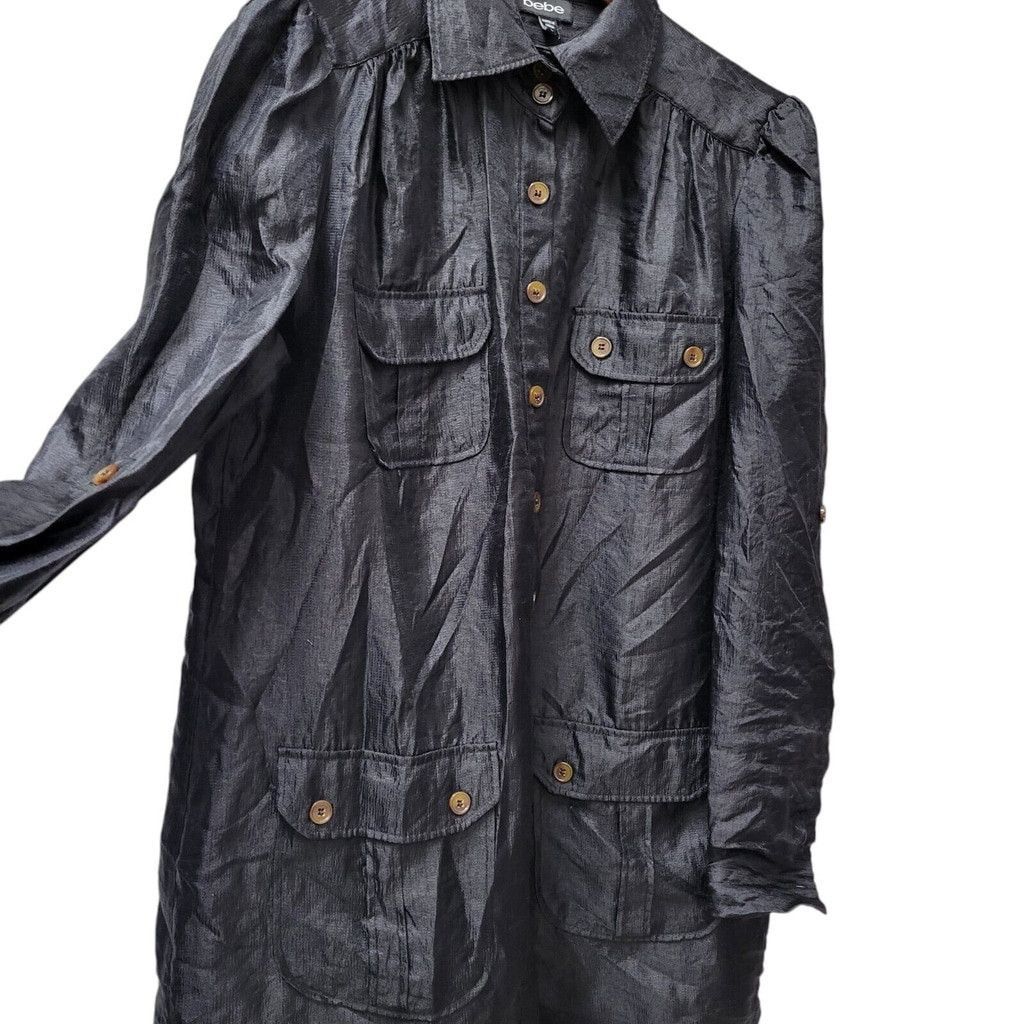 Bebe Bebe Roll Tab Shirt Dress Size Large Women's. Excellent Size L / US 10 / IT 46 - 7 Thumbnail
