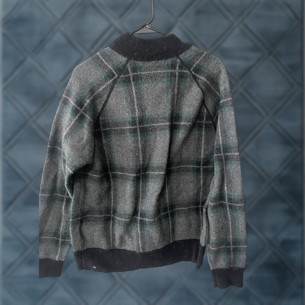 Banana Republic MENS Banana Republic Plaid Bomber Jacket GREEN/BLACK/GREY Large Italian Yarn Size US L / EU 52-54 / 3 - 1 Thumbnail
