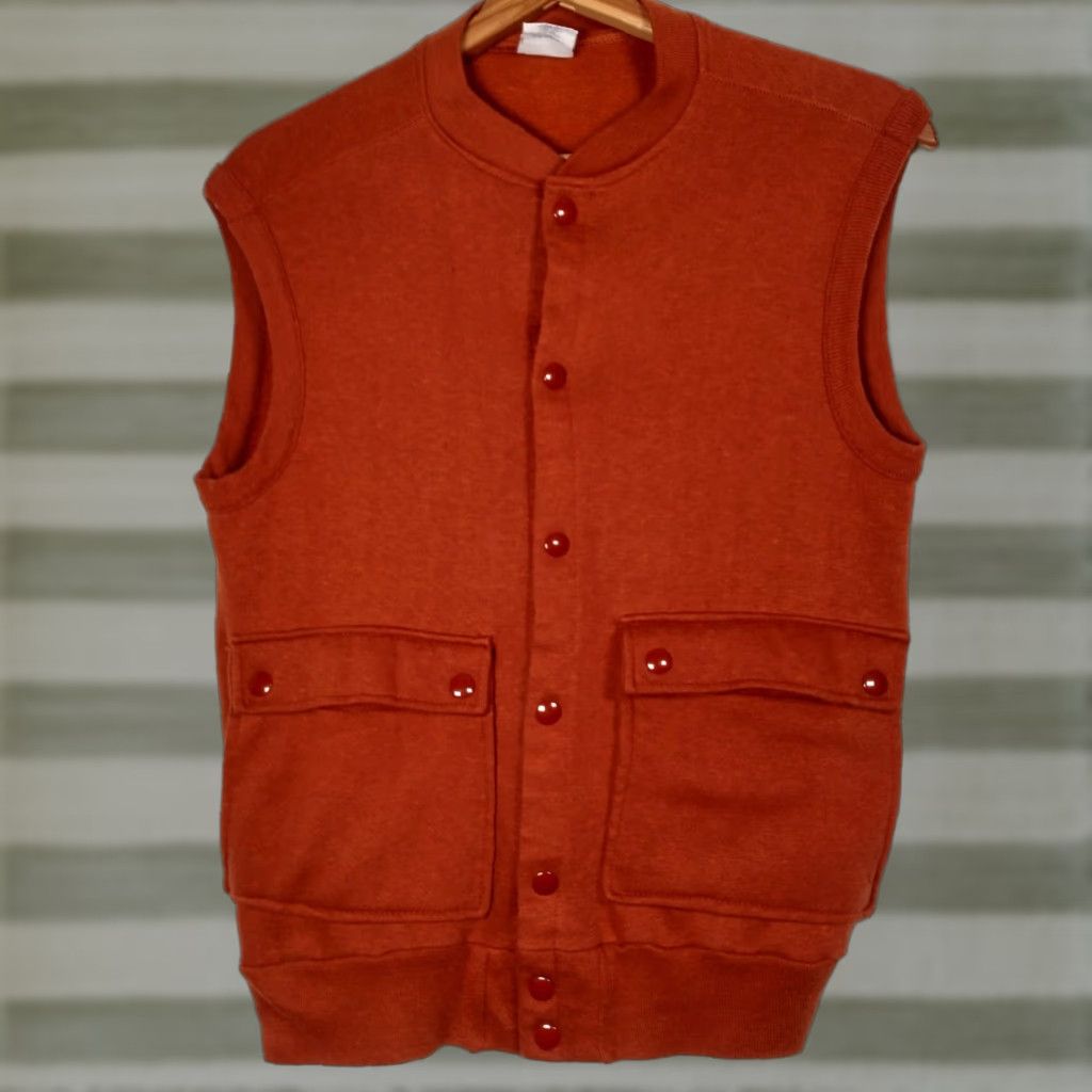 Rusty VINTAGE Sweatshirt Vest Men Medium Rust Orange Cardigan Snap Up Pocket Knit Sleeveless Size US M / EU 48-50 / 2 - 1 Thumbnail