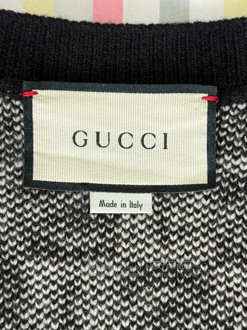 Gucci Gucci Red and white colour-matched diamond-plaid wool card Size L / US 10 / IT 46 - 7 Thumbnail