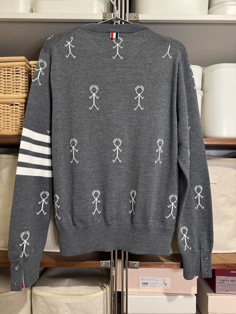 Thom Browne Thom Browne Gray wool matchstick pattern knit sweater Size US M / EU 48-50 / 2 - 2 Thumbnail