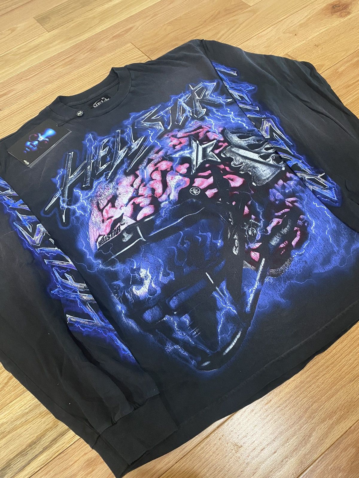 image of Hellstar “Brain Helmet” Long Sleeve in Black, Men's (Size Large)