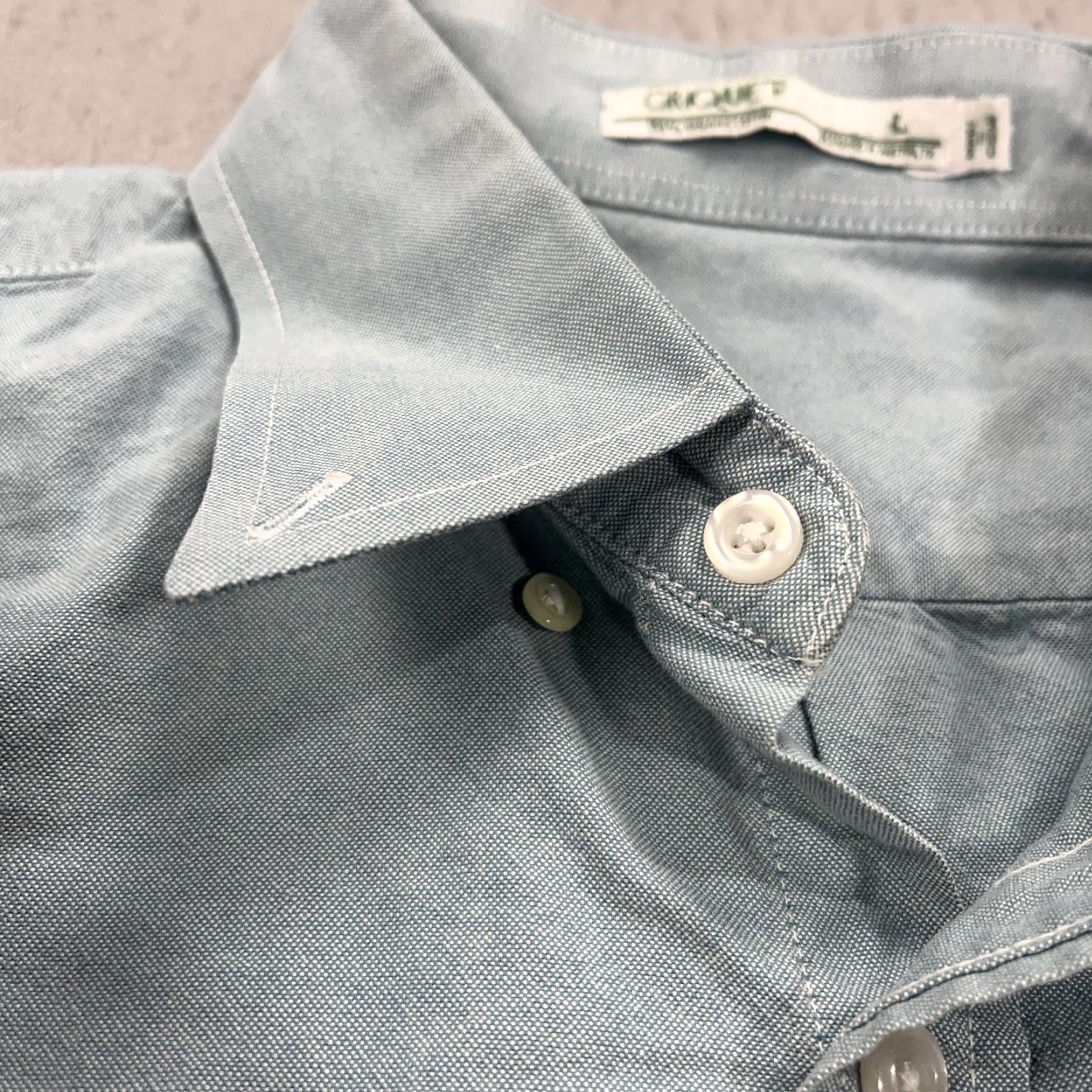 Vintage Criquet Mens Large Green Blue 100% Organic Cotton Button-Down Long Sleeve Shirt Size US L / EU 52-54 / 3 - 5 Thumbnail