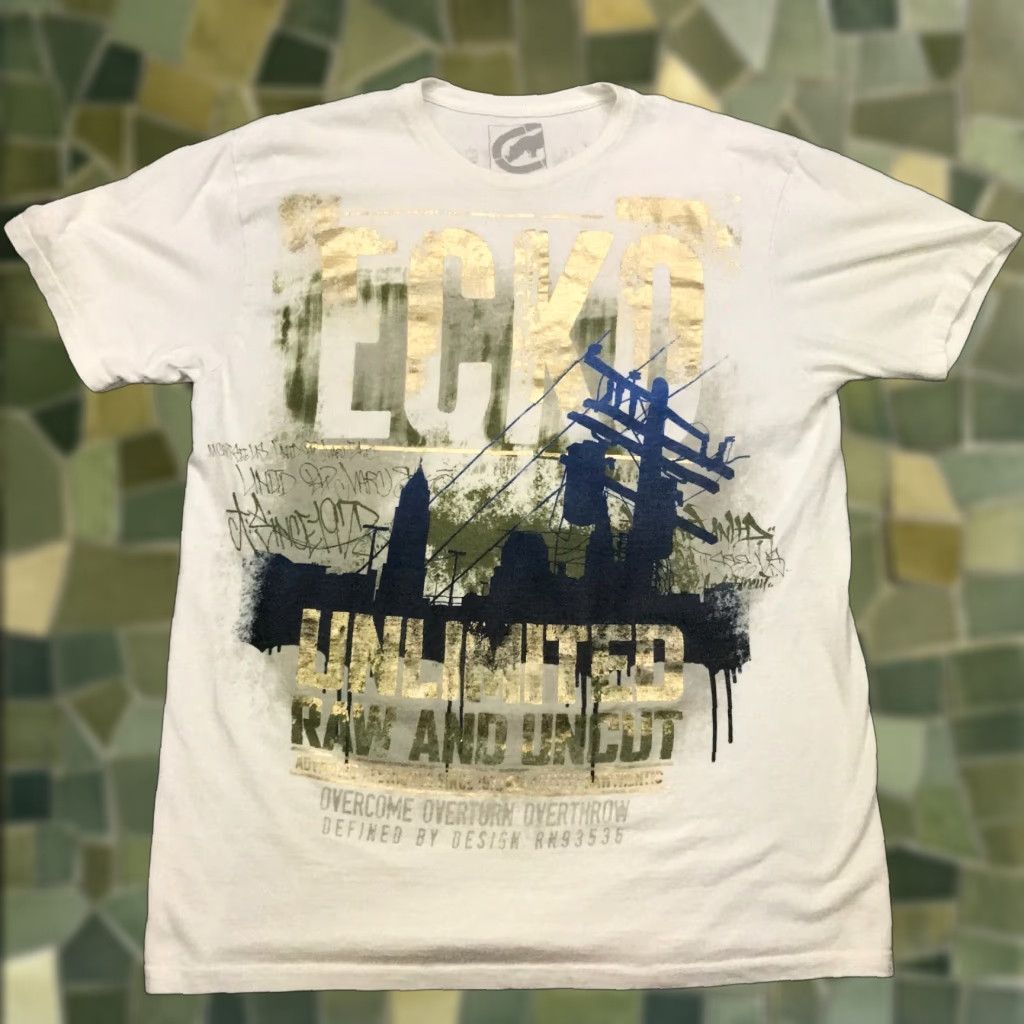Ecko Unltd. Ecko Unltd Shirt Mens L White City Graffiti T-Shirt Crew Neck Short Sleeve Hip Hop Street Size US L / EU 52-54 / 3 - 1 Thumbnail