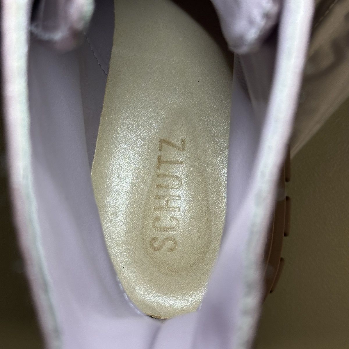 SCHUTZ Schutz Orly Croc Print Lug Sole Lilac Combat Leather Boots Size US 9.5 / IT 39.5 - 7 Thumbnail