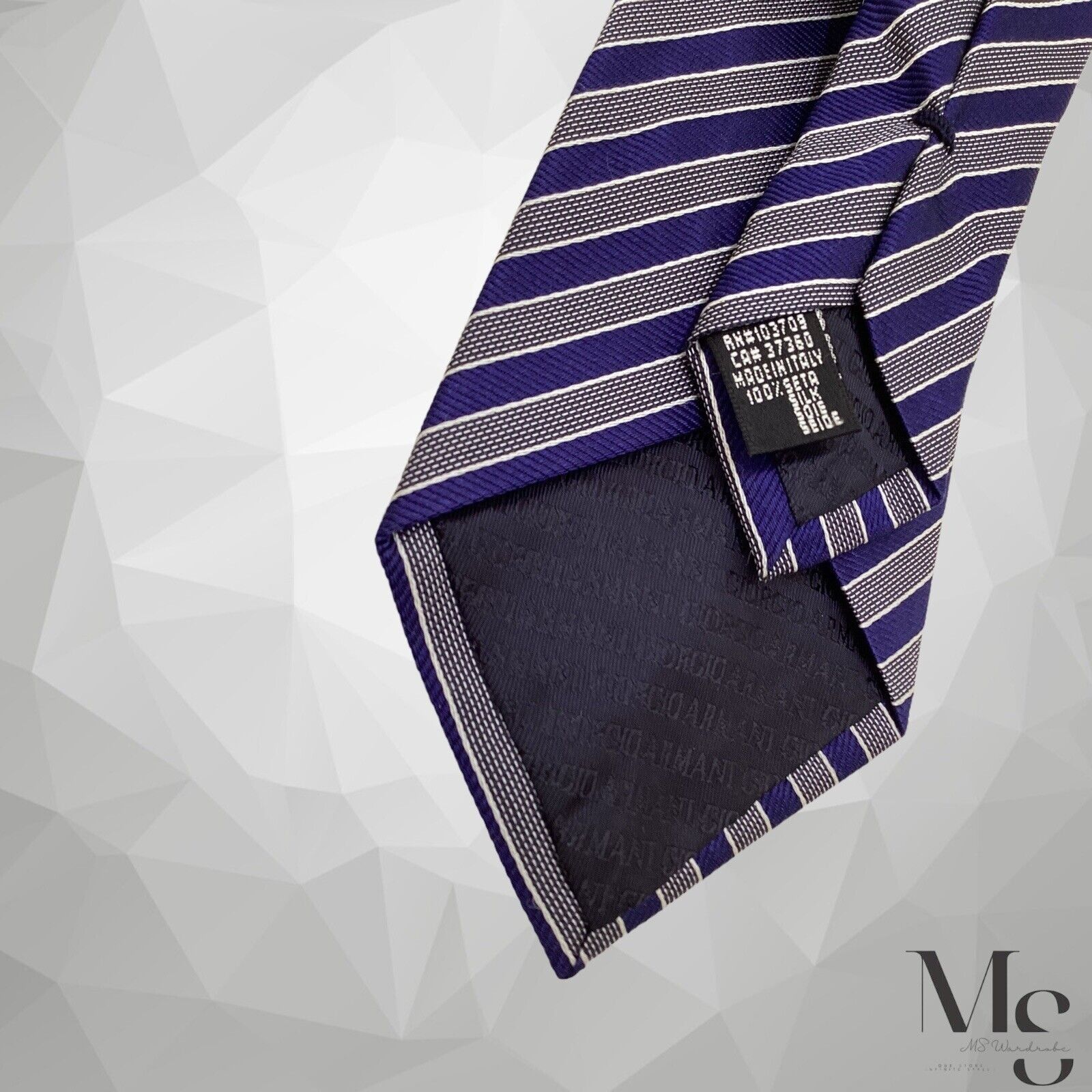 Giorgio Armani GIORGIO ARMANI Blue Gray Striped Luxury Silk Tie Italy Size ONE SIZE - 4 Thumbnail