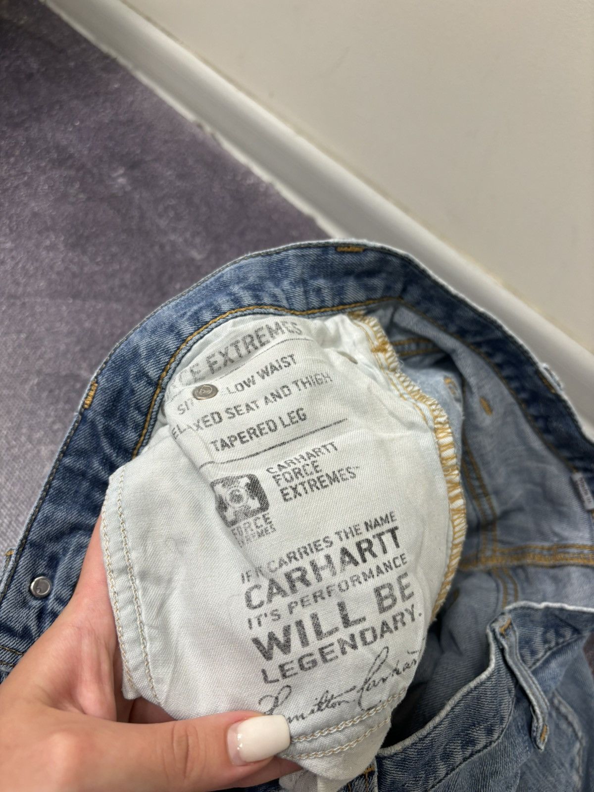 Carhartt Vintage Carhartt Force USA Blue Work Denim Hype Baggy Jeans Size US 33 - 14 Thumbnail