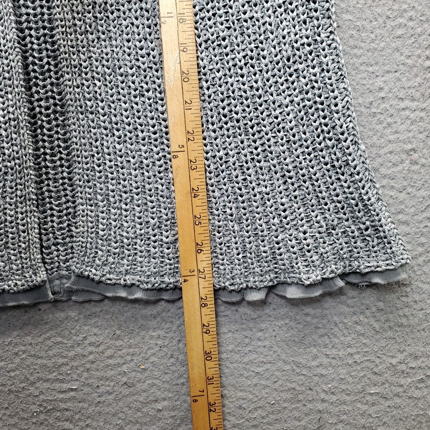 Vintage Chico's Cardigan Womens Size: Womens Size 3 Gray Knit Short Sleeve Open-Crochet Snap Front Cardigan Womens Mens Size XS / US 0-2 / IT 36-38 - 3 Thumbnail