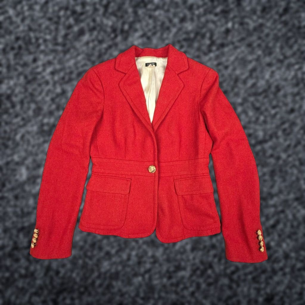 J.Crew J. Crew Wool Blazer Women's Size 2 Red Button Pockets Lined Short Size 26" / US 2 / IT 38 - 1 Thumbnail