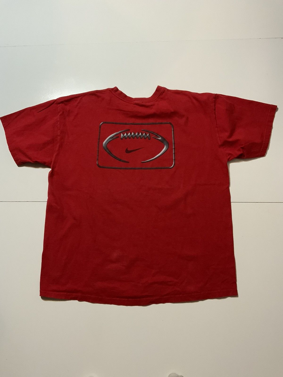 Nike × Vintage Vintage Y2K 2000s Nike Football Center Swoosh Crew T-Shirt Size US L / EU 52-54 / 3 - 3 Thumbnail