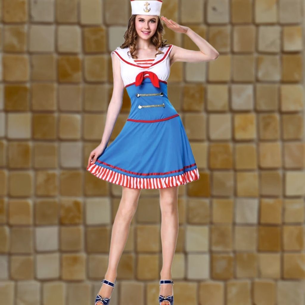 Vintage WOMENS TOTALLY GHOUL SAILOR DRESS UP HALLOWEEN COSTUME S/M SMALL/MEDIUM Size S / US 4 / IT 40 - 1 Preview