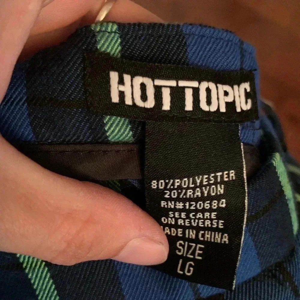 Designer Hottopic Blue Plaid Pleated Skirt - Size LG Size 36" / US 14 / IT 50 - 4 Thumbnail