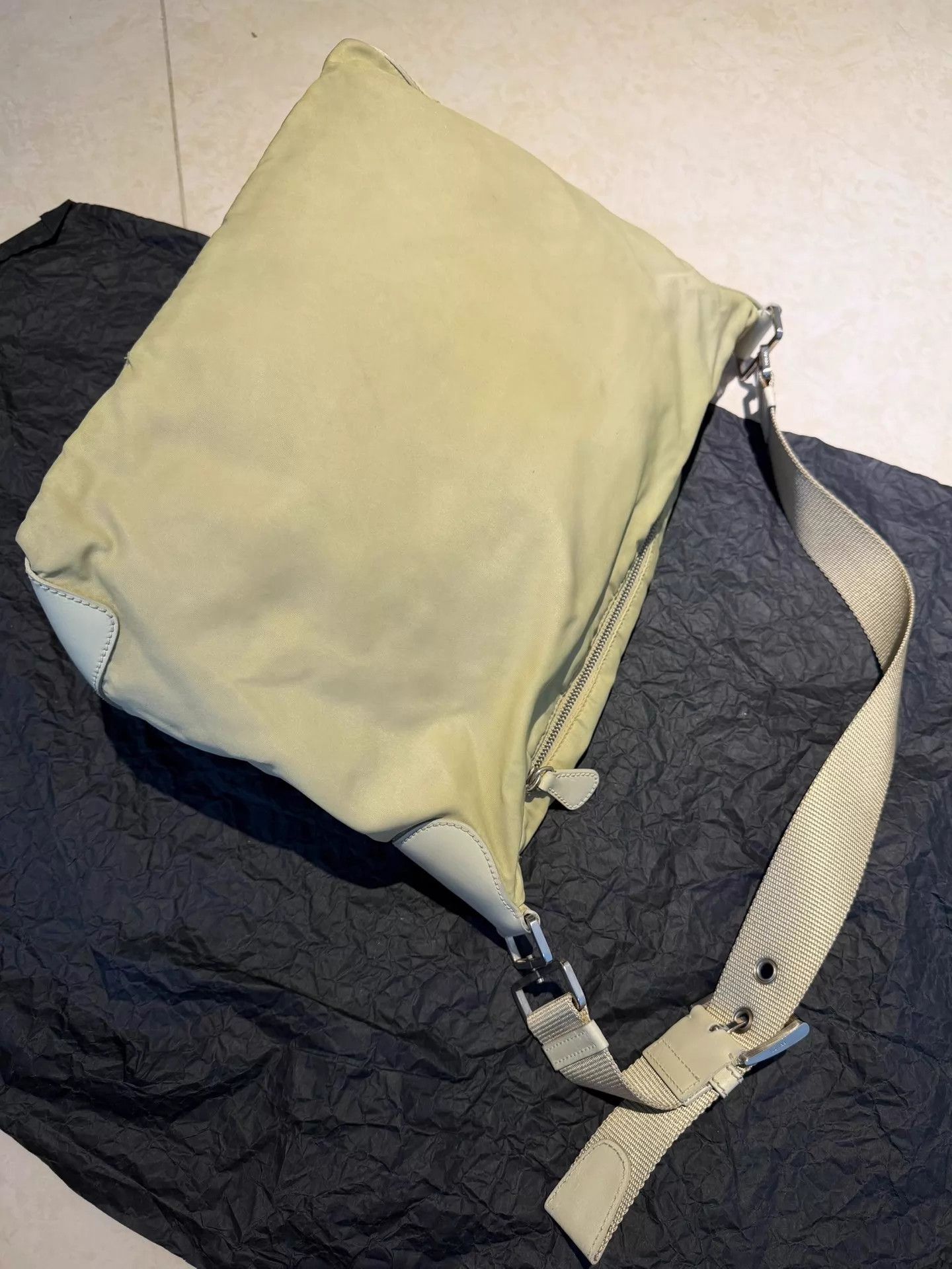 Prada Prada Tactical Nylon Beige Rivet Logo Shoulder Bag Unisex Size ONE SIZE - 2 Thumbnail