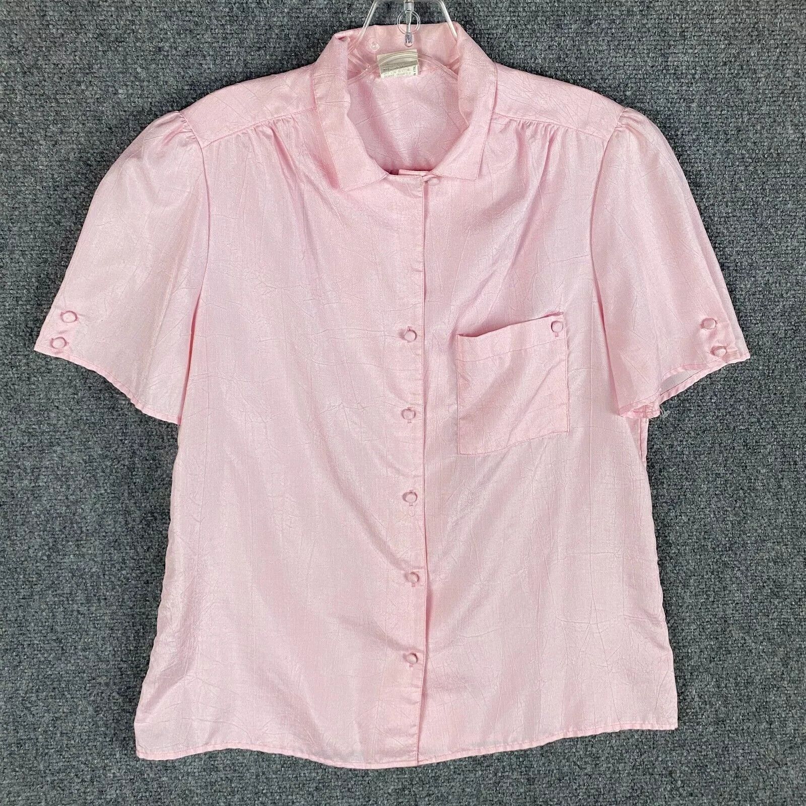 Vintage Pykettes Top Women's 14 Short Sleeve Button Up Polyester Size XL / US 12-14 / IT 48-50 - 1 Thumbnail