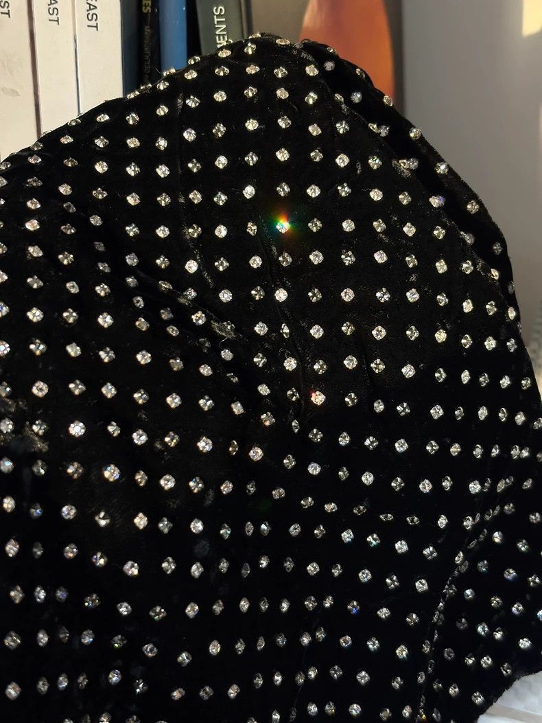 Saint Laurent Paris Black Velvet Rhinestone Short Pants-2507 Size US 36 / EU 52 - 3 Thumbnail